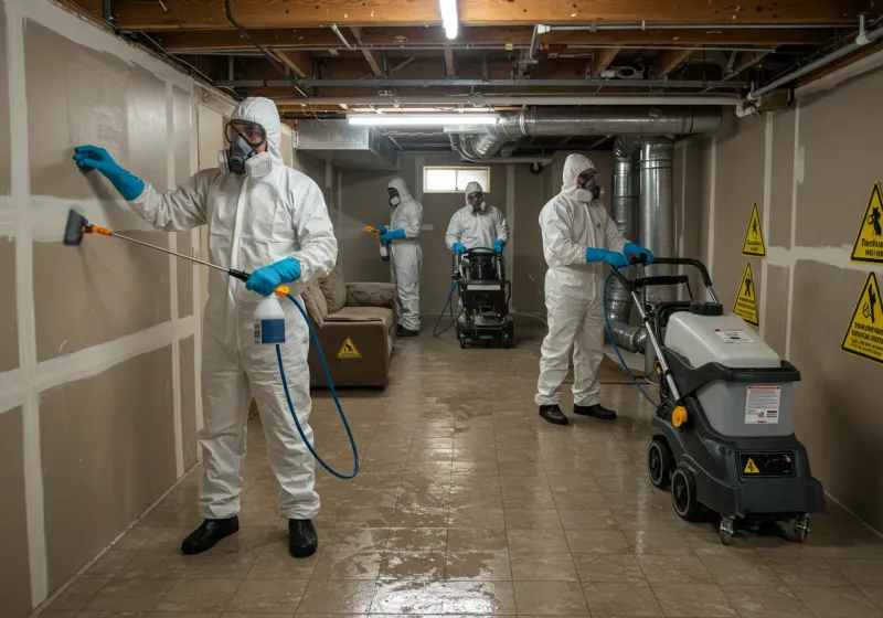 Basement Moisture Removal and Structural Drying process in Laurel, MS